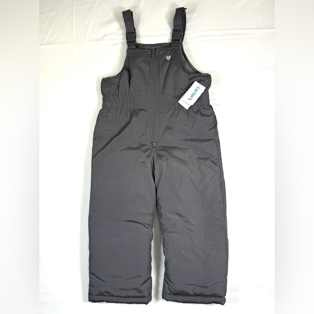 NWT CARTER’S Kids Insulated Snow Bib Overalls Size 4 Gray Water‎ Resistant NEW